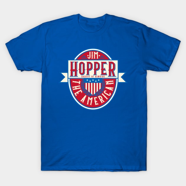 Sheriff Hopper The American - Beer Label T-Shirt by Gimmickbydesign